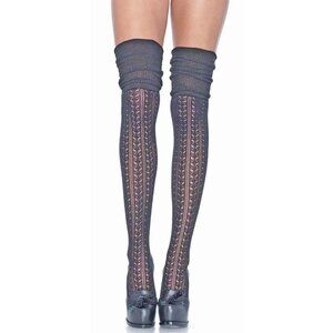Knee Scrunch Stockings Women One Size Black Soft Woven Socks with Reinforced Toe